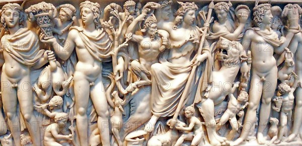 marble sarcophagus with the myth of Selene and endymion