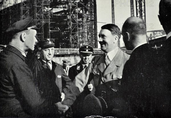 Adolf Hitler visits the Blohm & Voss the shipbuilding and engineering works.