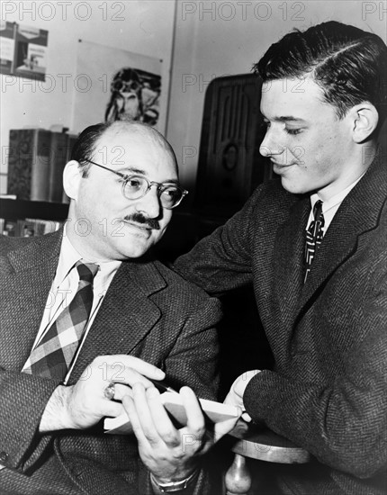 Authors Ellery Queen (left) and James Yaffe.