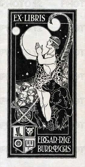 Bookplate of Edgar Rice Burroughs 1875-1950,