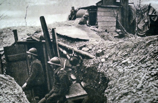 WWII: French army in trenches guarding the approaches to the Rhine 1940