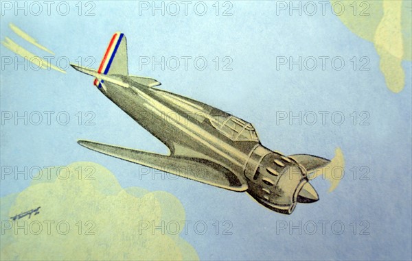 WWII: French postcard depicting a French Bloch 151 aircraft.