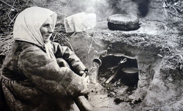 German army postcard showing Russian peasant woman, 1942