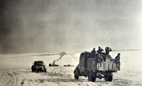 German army postcard showing the advance of German land forces into Russia, 1942