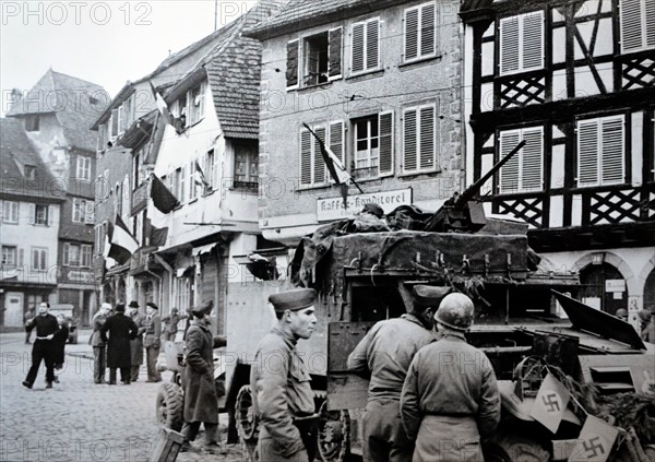 signs marking the liberation of Strasbourg 1944