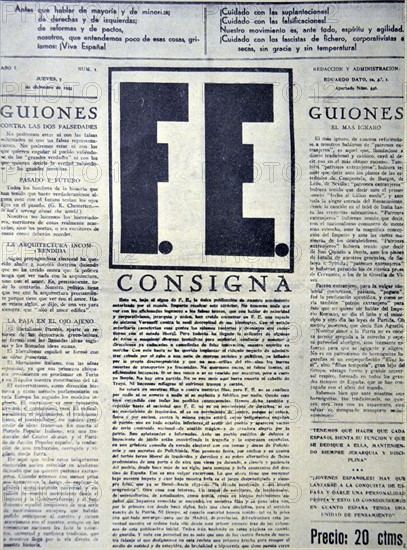 Spanish civil war: fascist Falange FE Newsletter
