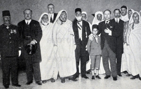 Hassuna Caramanli Pasha' and indigenous leaders pay homage to the Duce