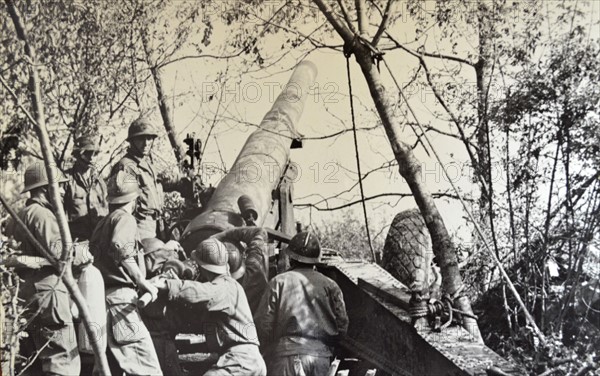 French artillery advance on German positions in the Vosges region, France 1944