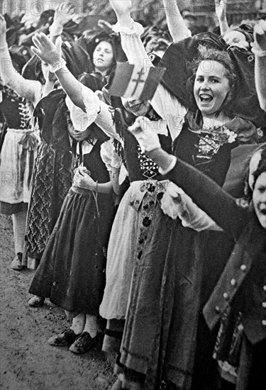 French citizens celebrating the liberation of Alsace Lorraine