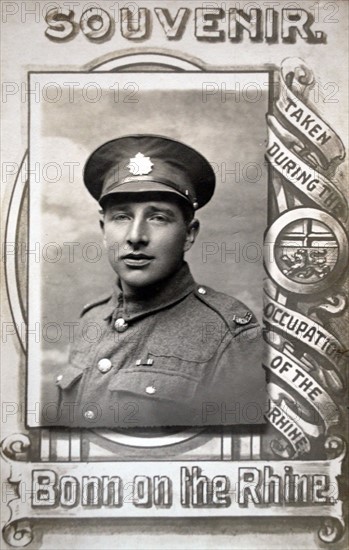 a postcard of a British soldier in occupied Germany after WWI