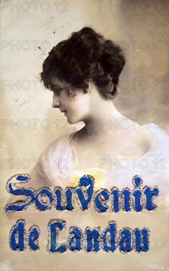 Postcard of a young woman sent by a French soldier in Landau