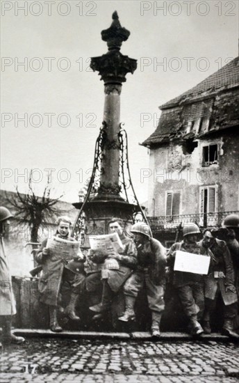 American soldiers resting in Alsace Lorraine, 1945