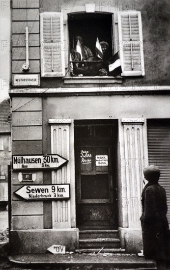 American soldier in Alsace Lorraine during the drive to liberate the French region, 1944