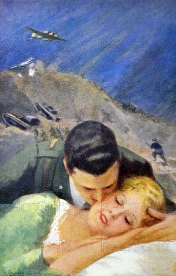 World War Two: Sentimental Italian postcard for civilians to send to their men at the frontline.