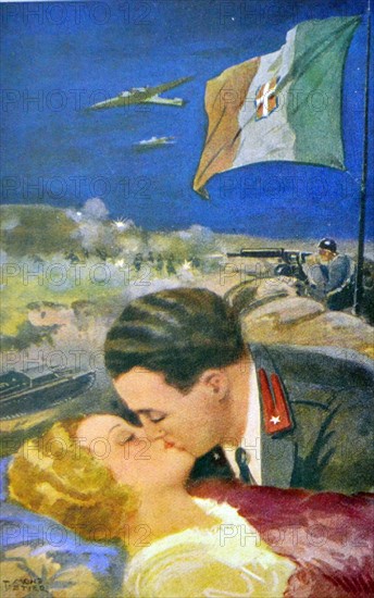 World War Two: Sentimental Italian postcard for civilians to send to their men at the frontline.