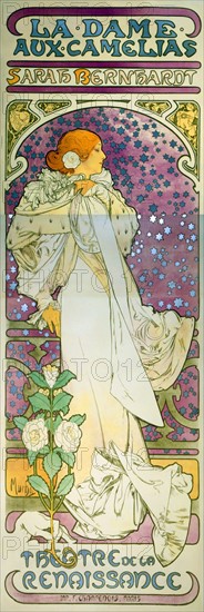 La dame aux camelias, Sarah Bernhardt Theatre de la Renaissance by Alphonse Mucha