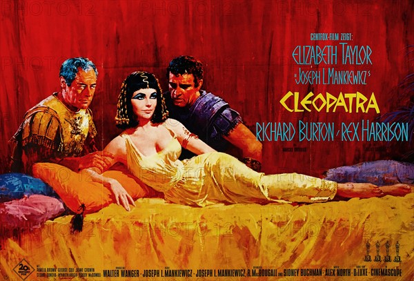Cleopatra' a 1963 British-American-Swiss epic drama film starring Elizabeth Taylor, Richard Burton, Rex Harrison, Roddy McDowall and Martin Landau.