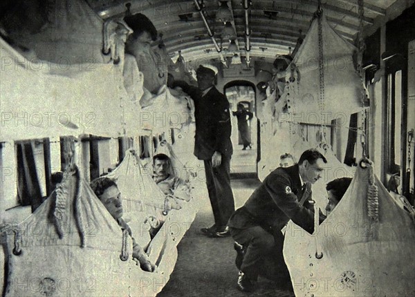 British soldiers on a train transport in WWI