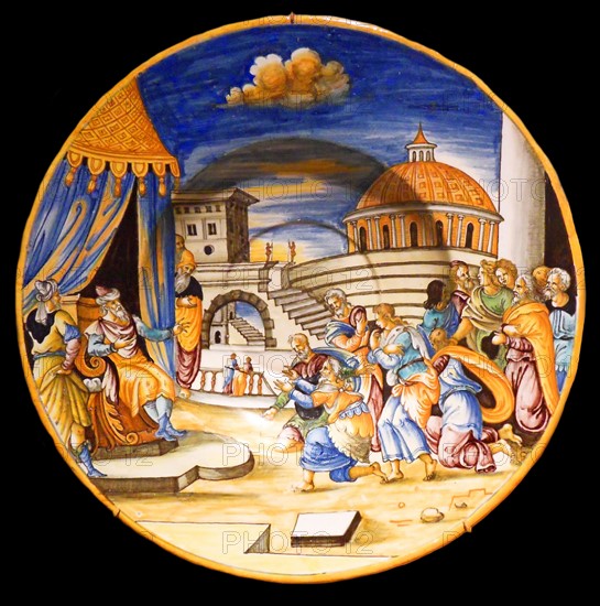 Plateau, Tin-enameled earthenware (maiolica or faience).