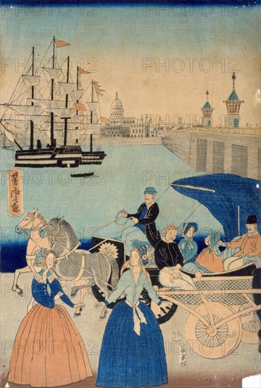 Igirisukoku Rondon no zu (Picture of London, England). by Yoshitora Utagawa