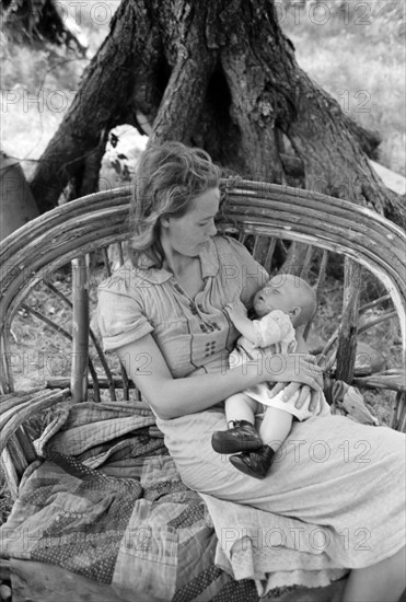 Wife and child Camping