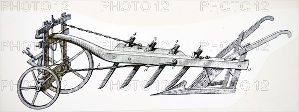 Wheeled Plough with Four Coulters