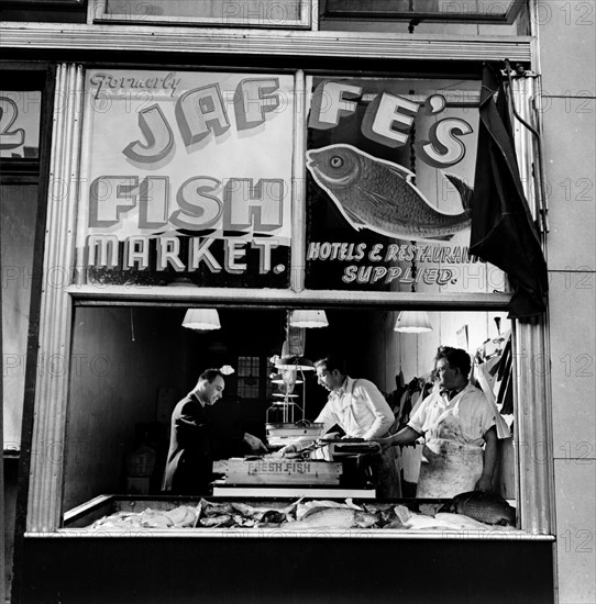 Fish store in the Jewish section, New York.