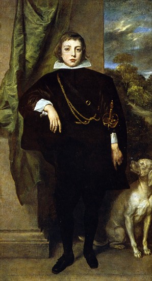 Portrait of Prince Rupert von der Pfalz and his dog