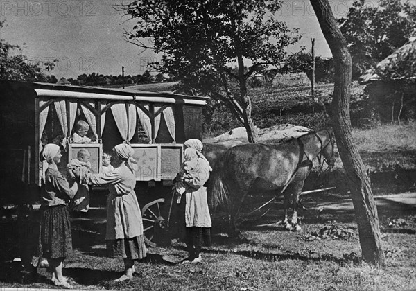 Collective farm nursery-on-wheels in the USSR