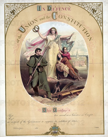 Certificate for a volunteer serving in the Union army