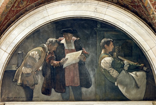 Man working at a printing press