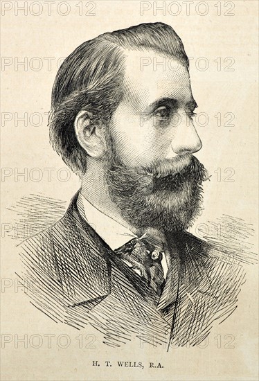 Steel engraving of the artist H. T .Wells , RA