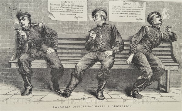 Sketch titled Bavarian Officers - Cigared a Discretion