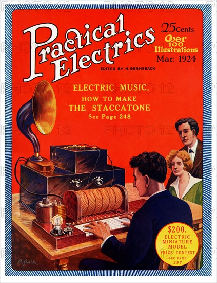 Cover to the 1924 march edition of 'Practical Electrics'.