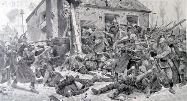 Hand to hand fighting as British soldiers