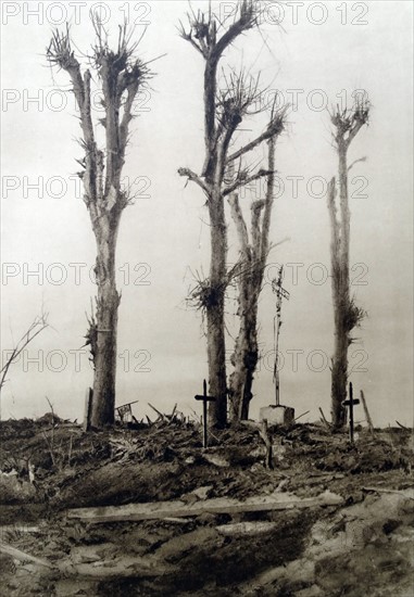 Temporary war graves at a French battlefield of WWI