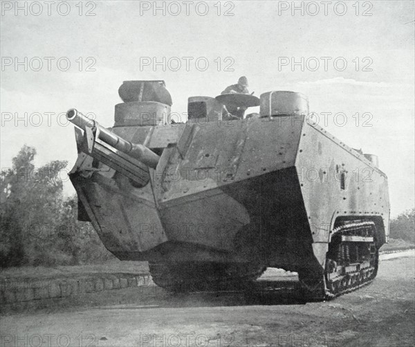 May 1917 French army tank on the move during WWI