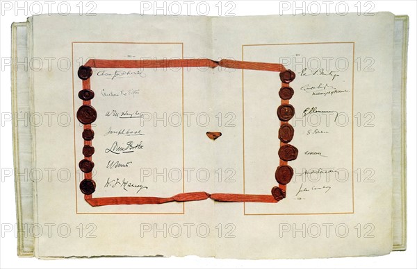 Treaty of Versailles with signatures delegates, 28 June 1919