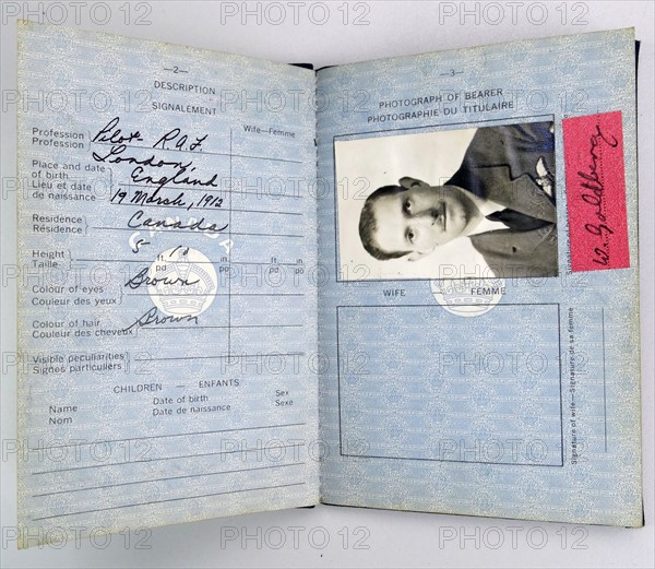 Canadian Passport issued to a British Royal Air Force pilot