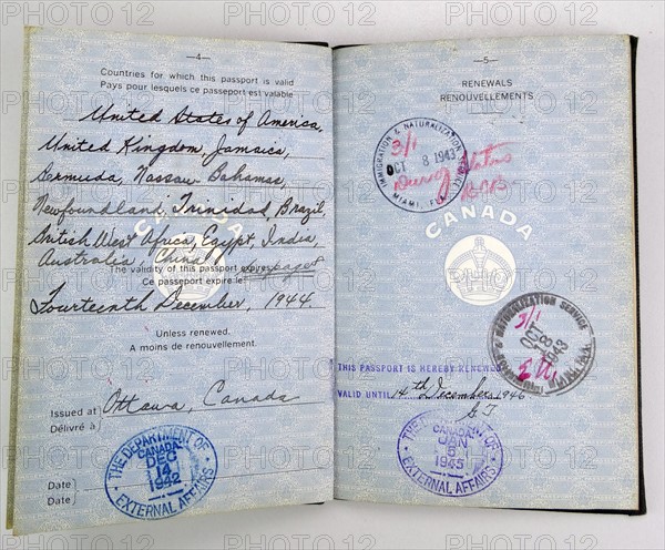 Canadian Passport issued to a British Royal Air Force pilot