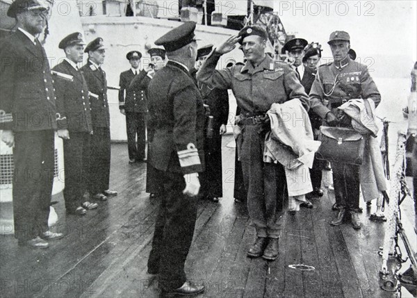 Prince Olav of Norway returns home on the HMS Norfolk