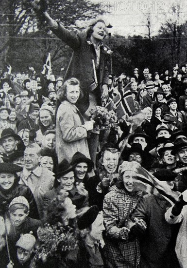 norwegians gather in Oslo, to celebrate the liberation of Norway after WWII