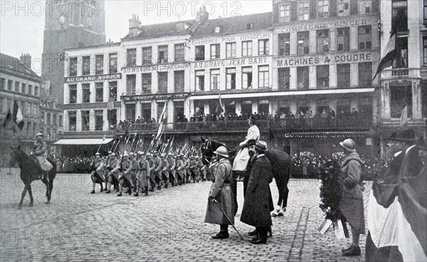 French infantry reviewed in Dunkirk;   France 1919