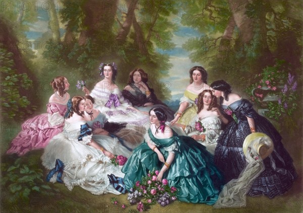 Eugénie, empress of the French and her maids of honor