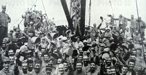 French Troops on the way to the Battle of Gallipoli.