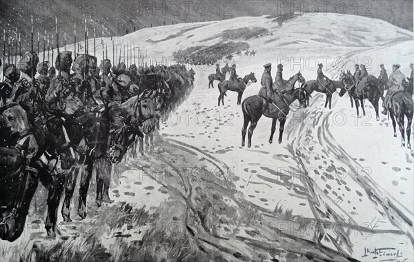 General Sir John French reviews Indian cavalry in France during  WWI 1915