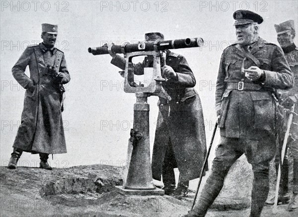 Prince Alexander of Serbia with Rear Admiral Troubridge near Belgrade 1915