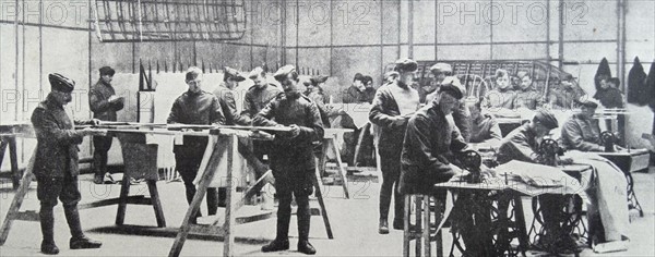 Royal Flying corps assemble aircraft at Farnborough