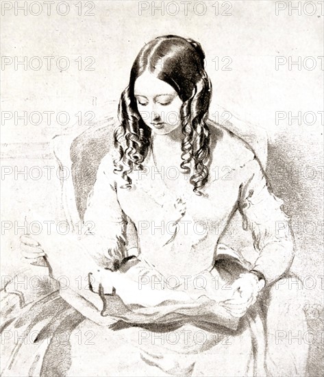 Queen Victoria of Great Britain reading despatches 1840