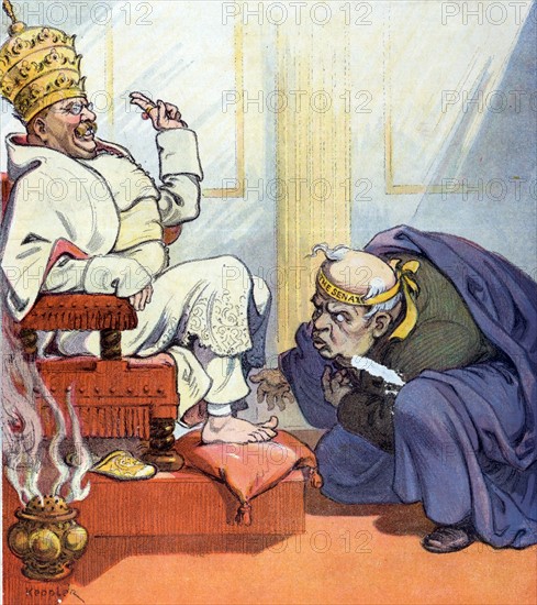 Theodore Roosevelt as "Pope Theo the first"
